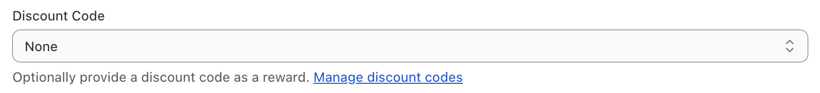 Discount code configuration