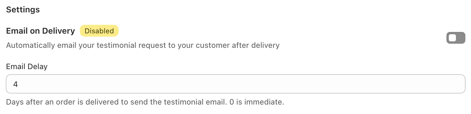 Email delivery settings